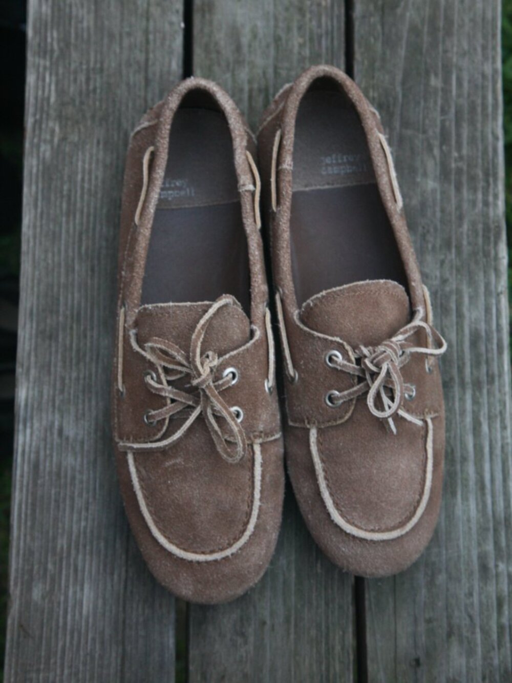 Size 10 - JEFFREY CAMPBELL Women's Taupe Suede Yachting Day Boat Shoes - Picture 12 of 12